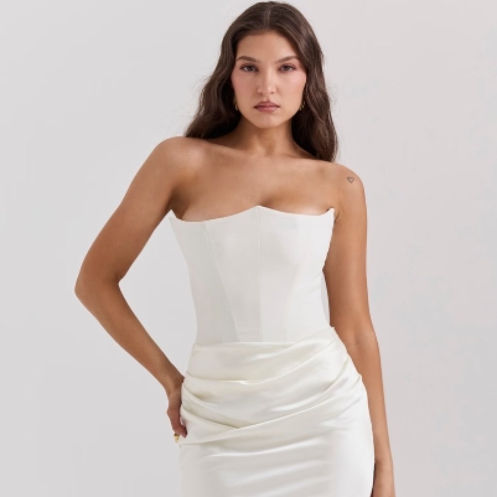 House Of Cb White Strapless Dress
